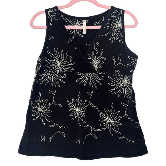 Aventura Tops - Large Adventura Clothing Linen Cotton Embroiderd Floral Tank Top Blouse Womens